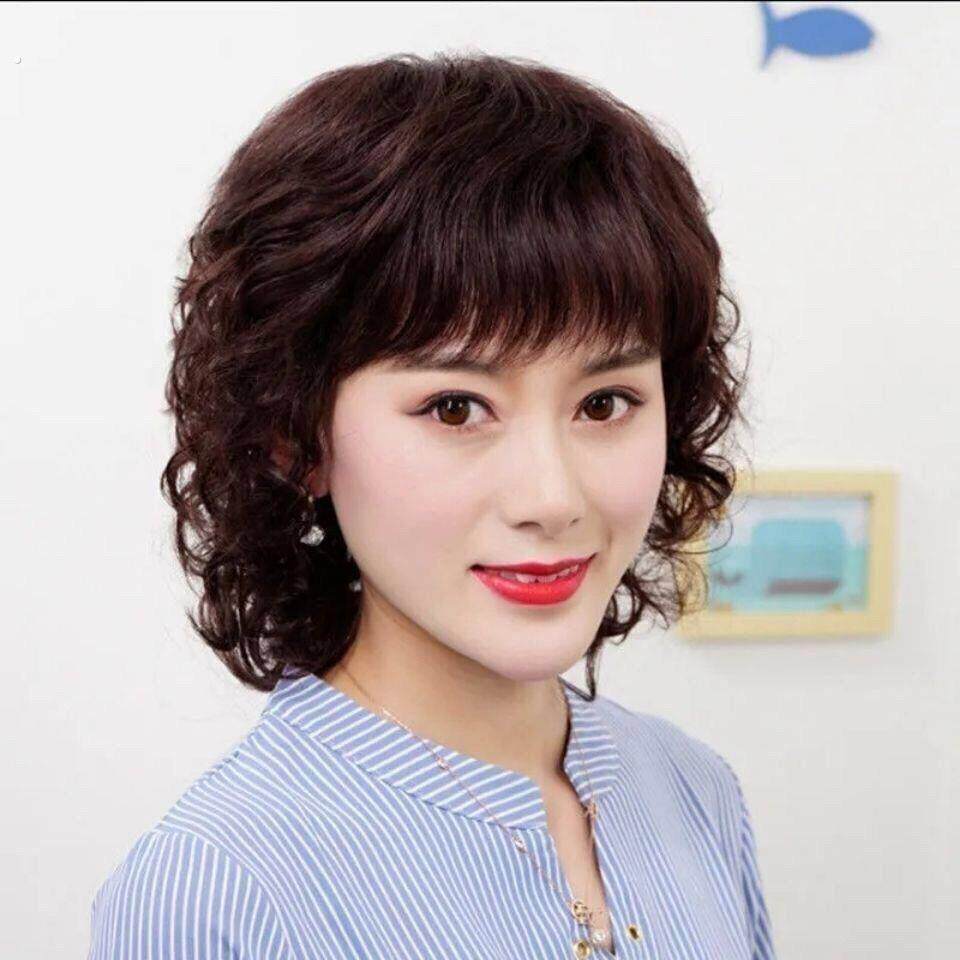 假发女短发假发长卷发气质全头套中老年妈妈透气蓬松逼真发套
