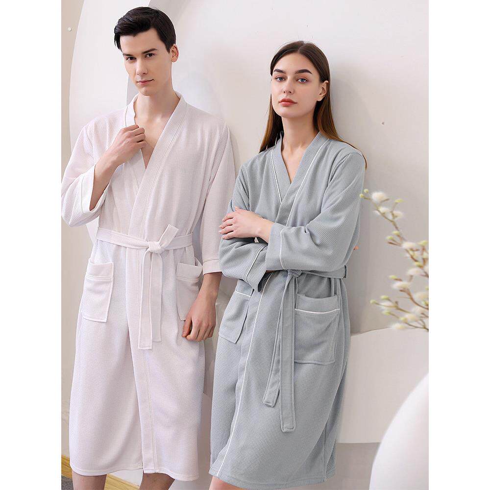 浴袍女夏季中长款吸水速干春秋薄款男士大码酒店民宿情侣睡袍浴衣