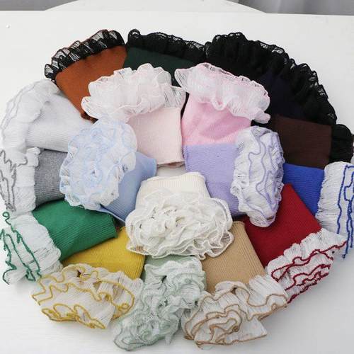 宽10CM丝光棉针织弹力罗纹 木耳波浪边领口袖口下摆加长花边螺纹