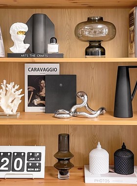 现代样板间简约软装饰品书房书柜玻璃陶瓷工艺品家居摆饰Z