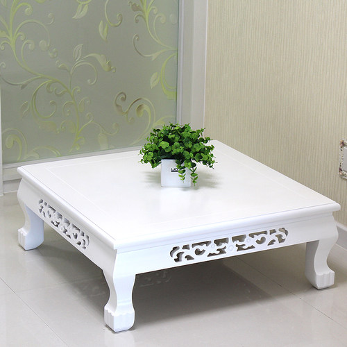 包邮欧式白色正方形飘窗桌实木榻榻米茶几日式地台桌炕桌窗台桌