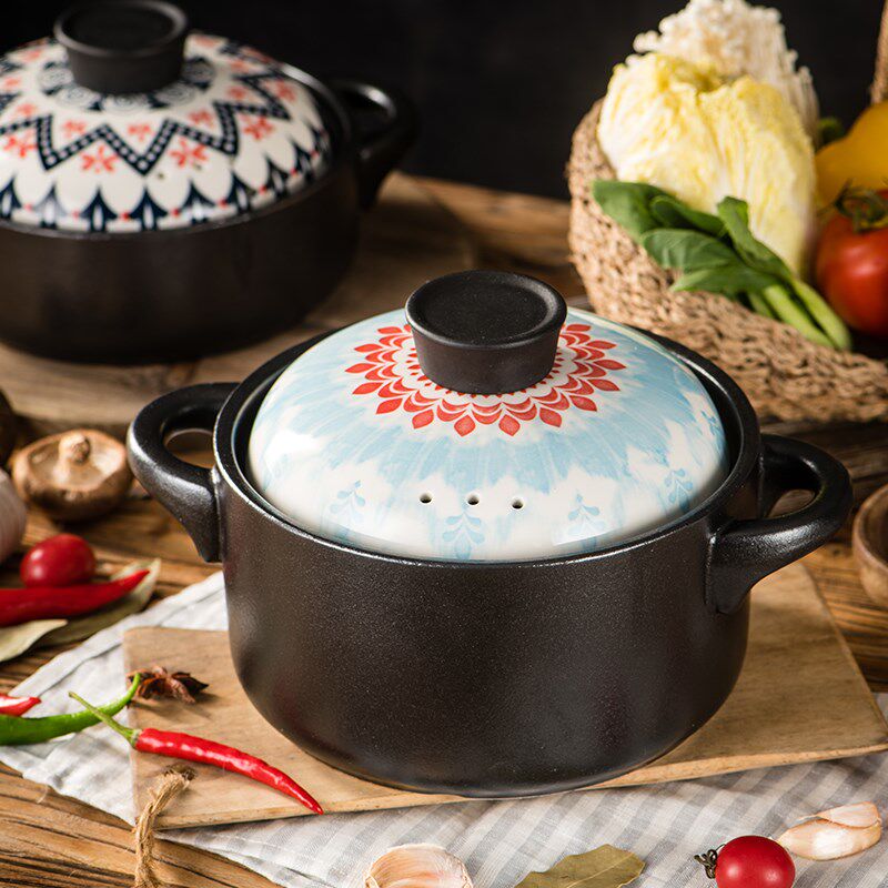 波西米亚电磁炉砂锅炖锅燃气灶通用煲汤家用两用陶瓷沙锅