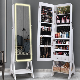 魔镜家居 全身镜穿衣镜现代简约落地镜家用卧室带灯收纳柜