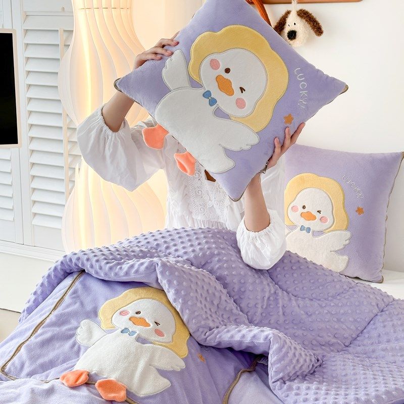 加绒加厚可折叠抱枕被子两用空调毯子午睡办公室汽车载枕头二合一