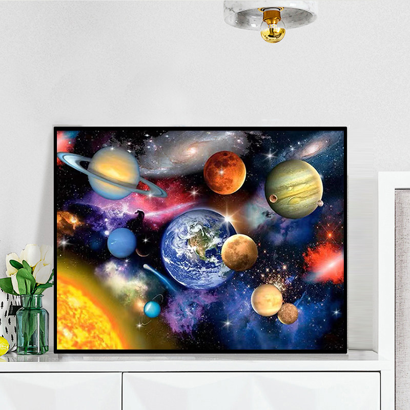 风景钻石画星球太阳系手工砖石贴画贴钻十字绣满钻