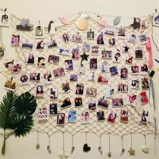 照片墙麻绳网格挂饰背景墙壁饰幼儿园环境创意布置墙面装饰品