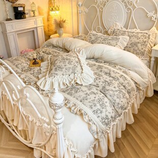 冬季 仙女风四件套珊瑚绒被套加厚毛绒公主风床裙款