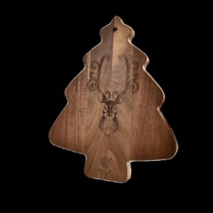 牛排餐盘木家庭木盘子圣诞树西方披萨托盘板野餐野营风格便携式相