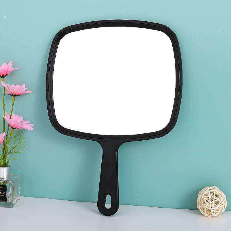 特大号高清化妆镜方形手柄镜圆形可携式手持镜美容院发廊镜子化妆