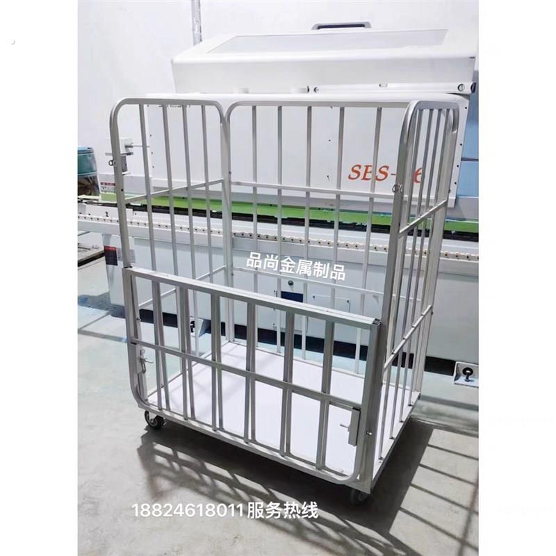 服装厂裁片车车间运料手推车高围栏铰链带门周转面料堆垛车料架车