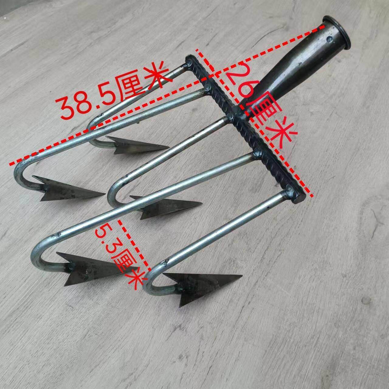 松土翻土神器五齿耙子锄头农用除草种菜家用搂地加厚耙子开荒神器