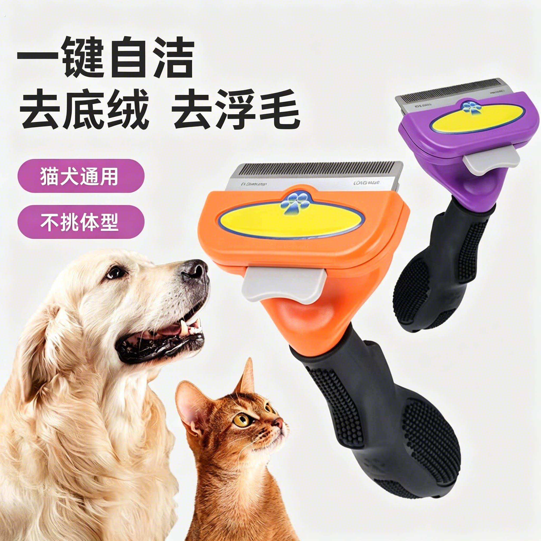 猫咪梳毛刷布偶梳长毛猫专用宠物猫梳子撸猫神器猫刷毛去底绒浮毛