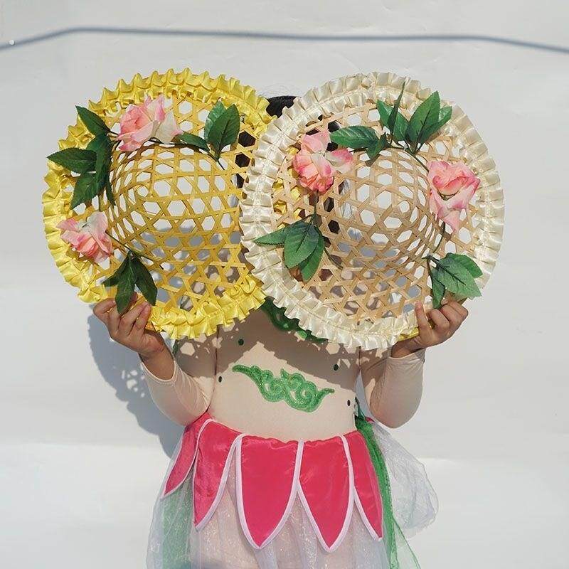 国庆节表演出斗笠我家住在桃花山红山果舞蹈帽子竹编帽子小荷风采