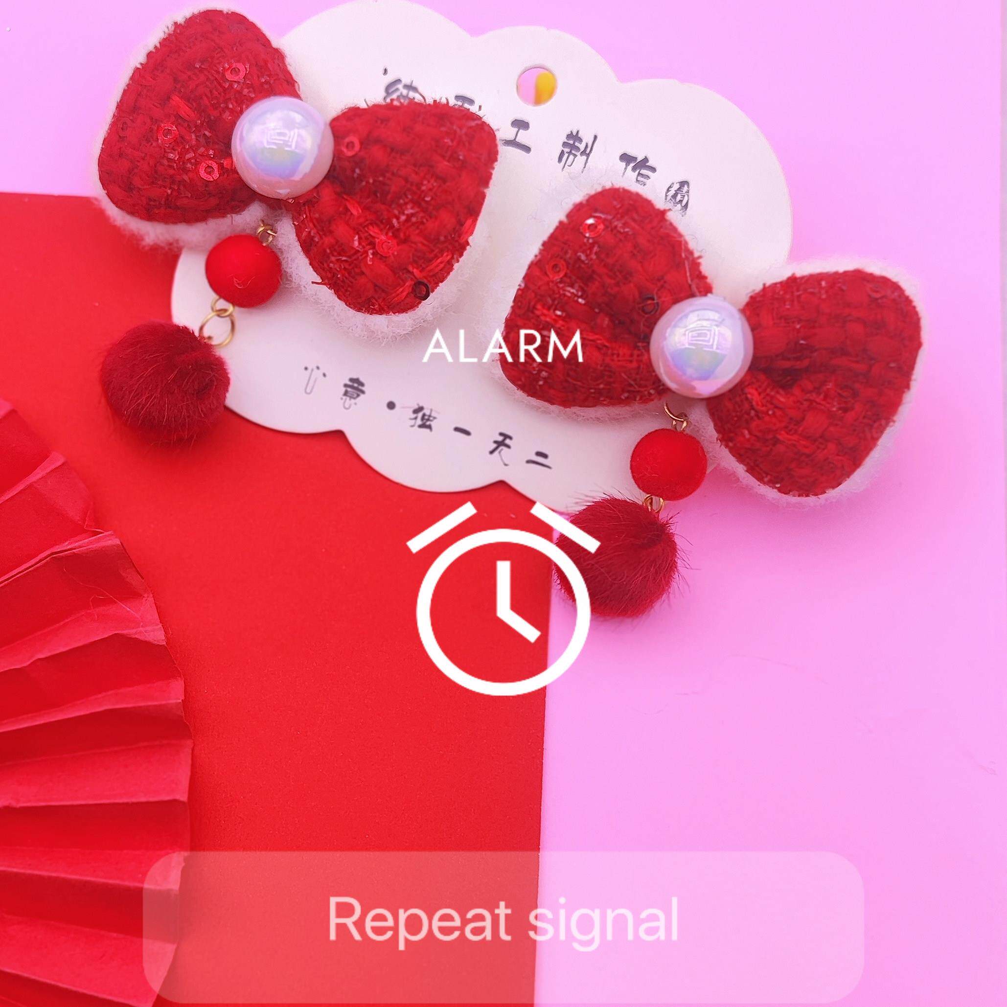 秋冬元旦粉色红色儿童流苏发饰古风过年中国风女童汉服假发发夹