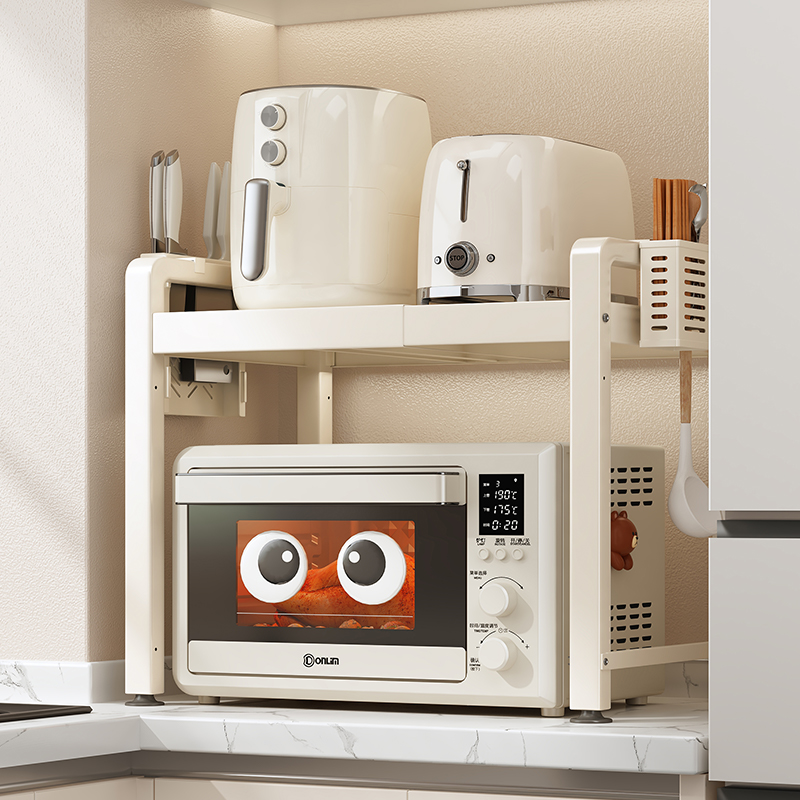 微波炉置物架一体多层伸缩收纳架