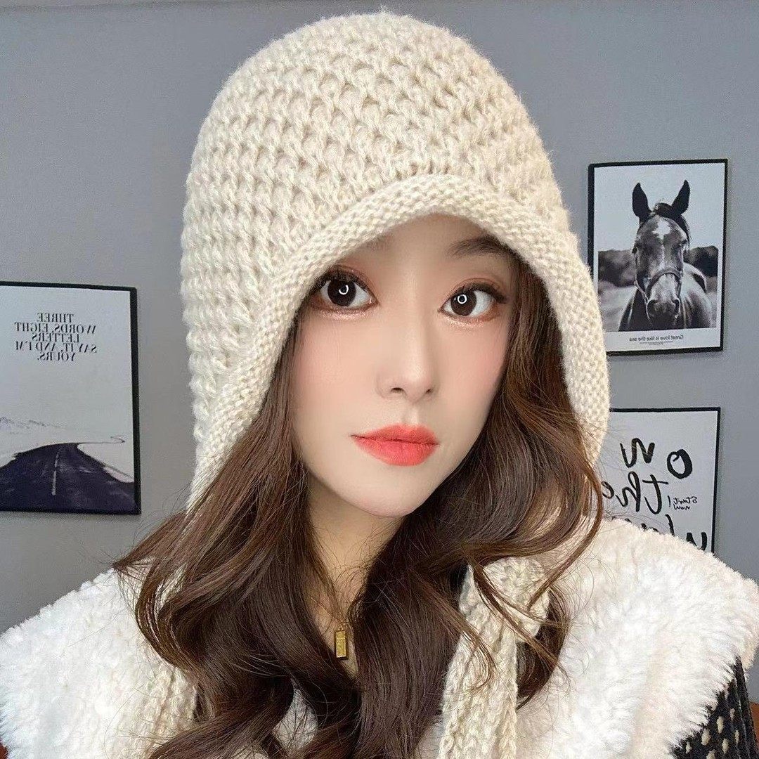 玲姐帽子2025秋冬季女士百搭辫子帽包头包脸显脸小韩版手工针织帽