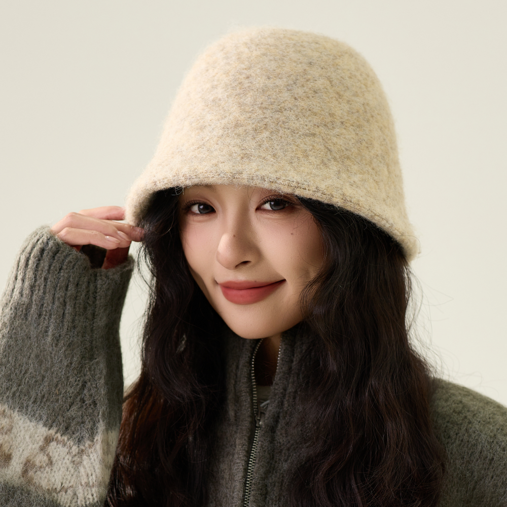 秋冬新款韩版时尚渔夫帽子女生百搭显脸小盆帽大头围针织水桶帽潮