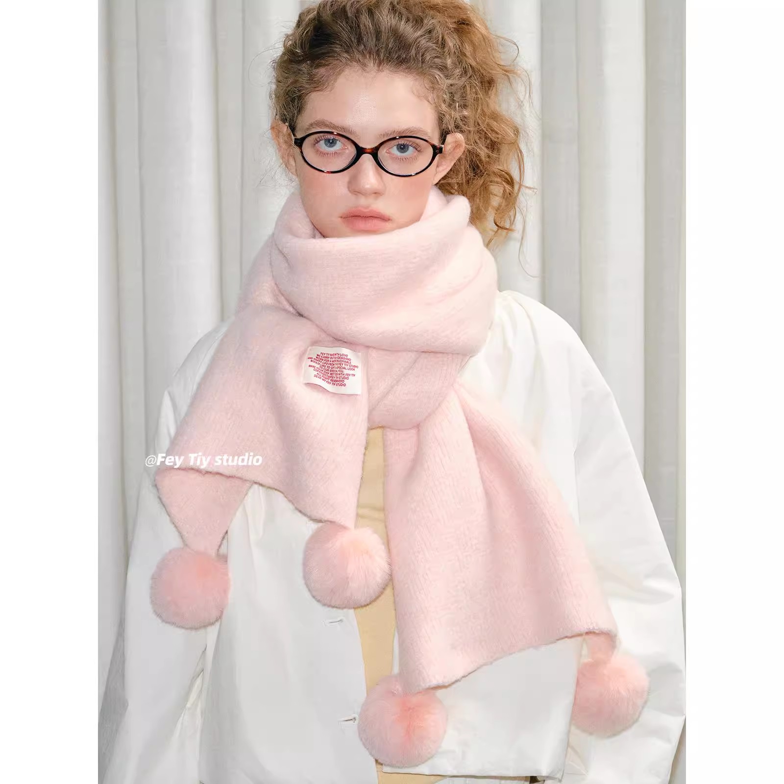 定制糯糯手感球球围巾女 冬季保暖韩版百搭毛线围脖仿羊绒