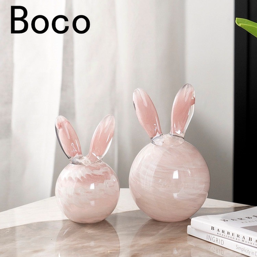 BOCO琉璃粉玉兔摆件现代简约送礼