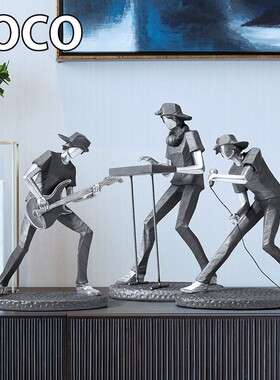 摇滚乐队电吉他架子鼓摆件