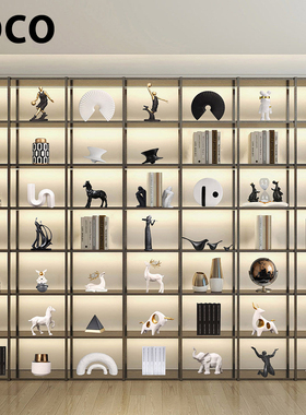 轻奢新中式客厅书柜摆件