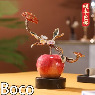 Boco珐琅彩平安如意苹果摆件酒柜玄关电视柜高级感装 饰品乔迁礼物