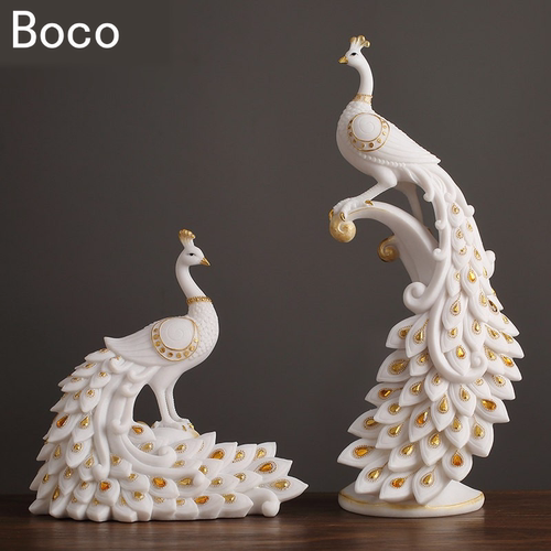 BOCO轻奢孔雀树脂玄关桌面摆件