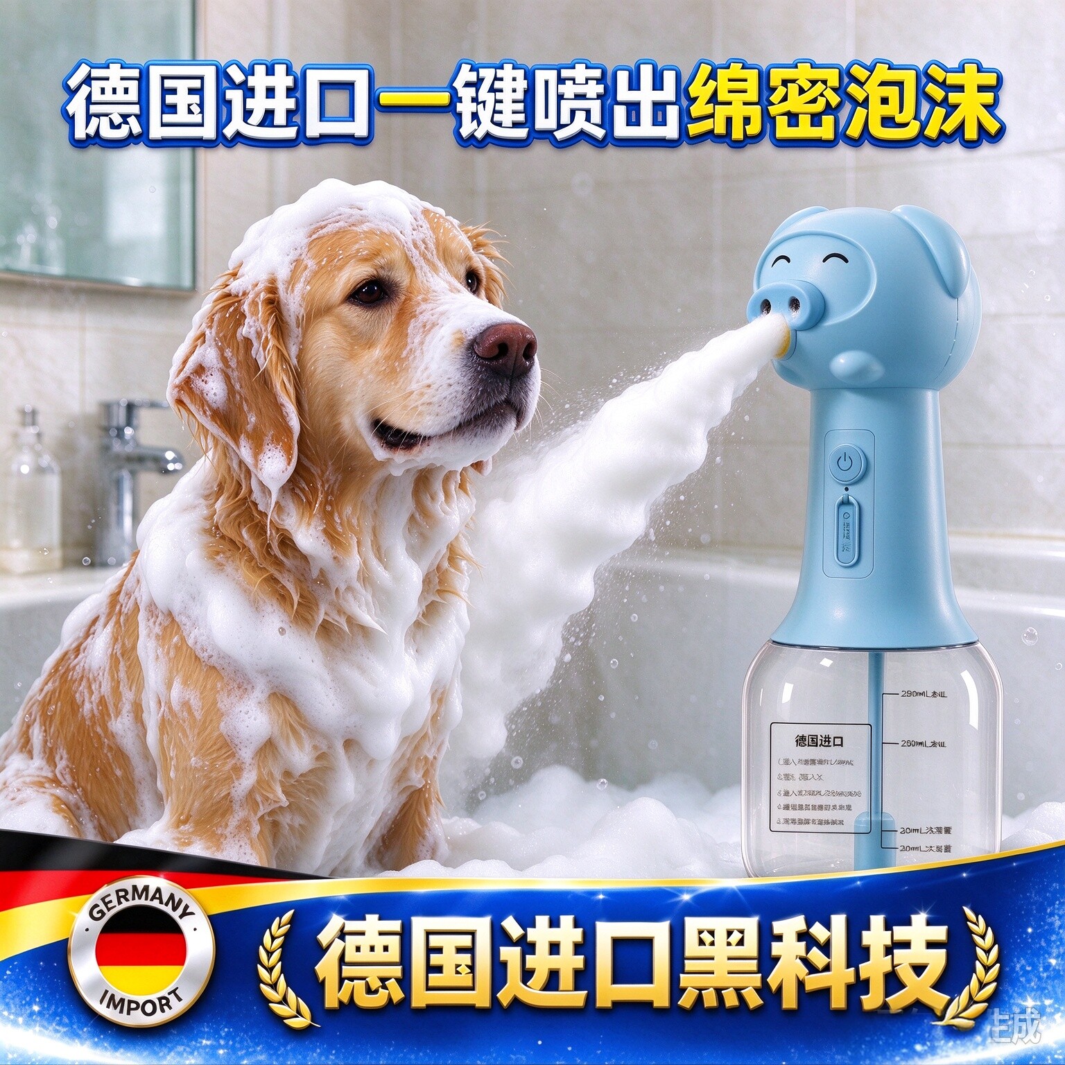 德国进口宠物洗澡起泡泡机超长续航自动出泡柯基泰迪猫咪绵密奶泡
