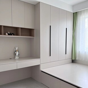 实木儿童房榻榻米定制整体小户型全屋卧室床衣柜一体组合设计出图