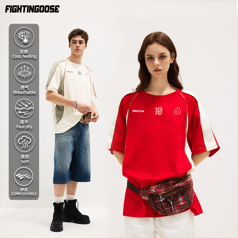 短袖男t恤2025新款拼接撞色