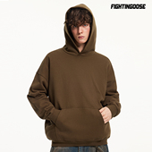 重磅卫衣硬挺美式 高克重中性廓形风短宽boxy版 型棕色复古连帽外套