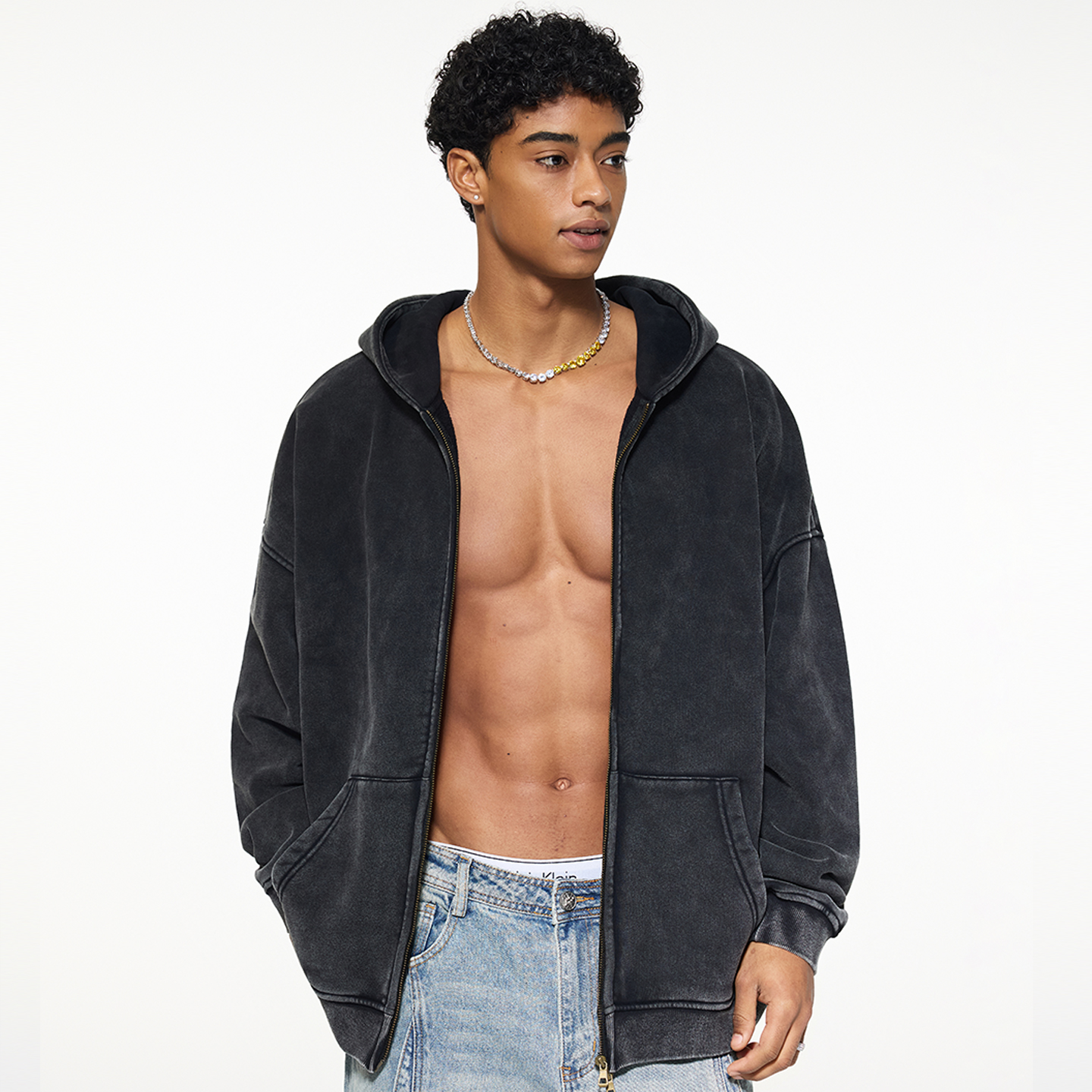 美式慵懒松弛感卫衣水洗做旧