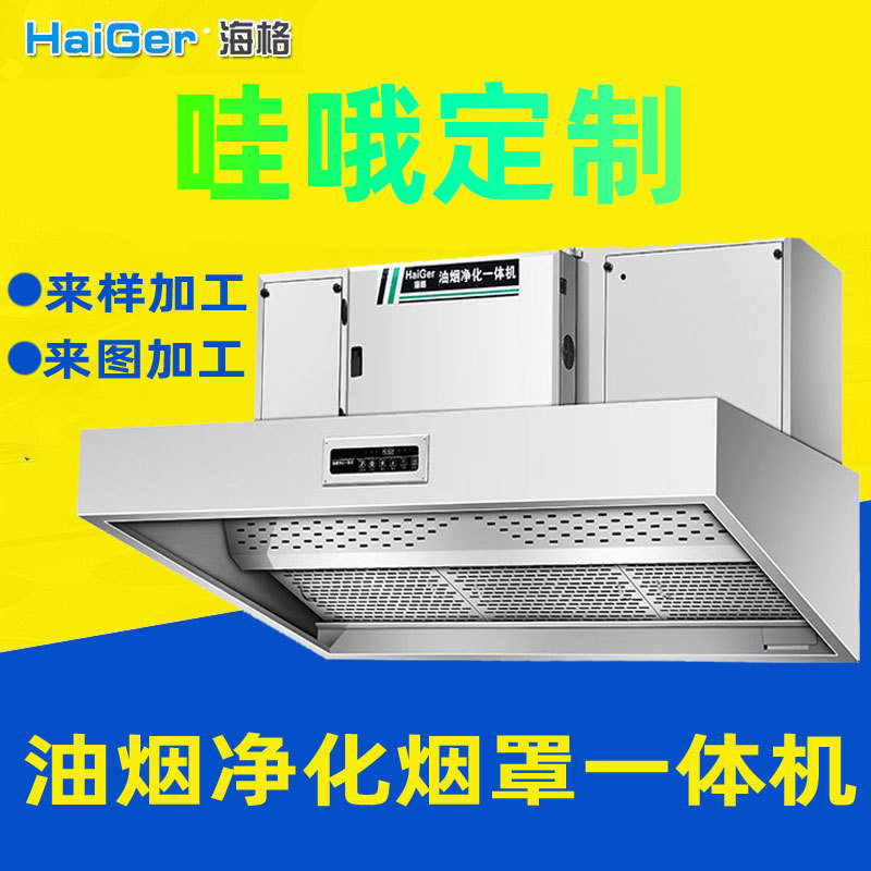 加工定制油烟净化烟罩一体机内循环不锈钢商用厨房饭店餐厅无管道