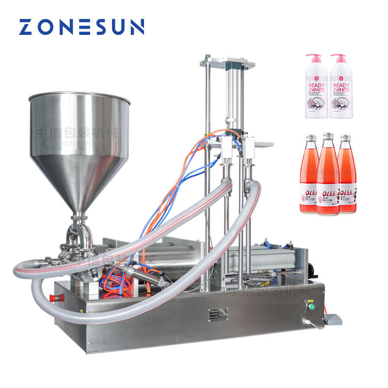 ZONESUN半自动双头带升降灌装机 多泡沫液体流动性膏体罐装分