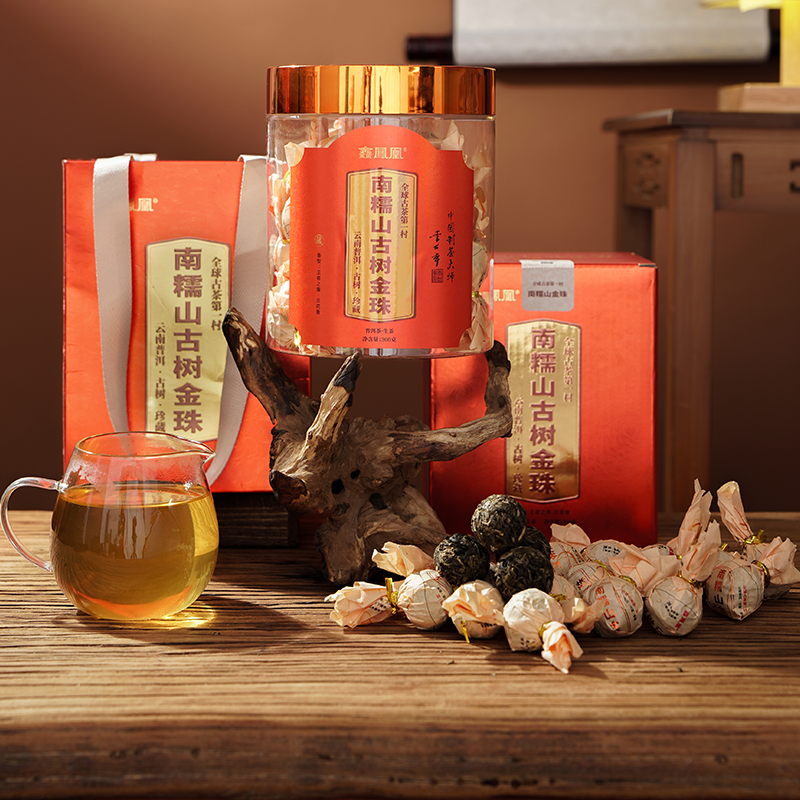 鑫凤凰南糯山核心古树金珠生茶2025年云南普洱茶龙珠送礼礼盒茶叶