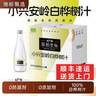 6瓶 原始坐标天然NFC100%原液小兴安岭白桦树汁320ml 地标甄选
