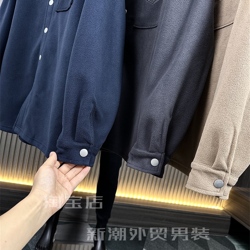 国内一线品簰款/笔挺伉皱免烫!秋冬亲肤保暖摇粒绒男士休闲衬衫