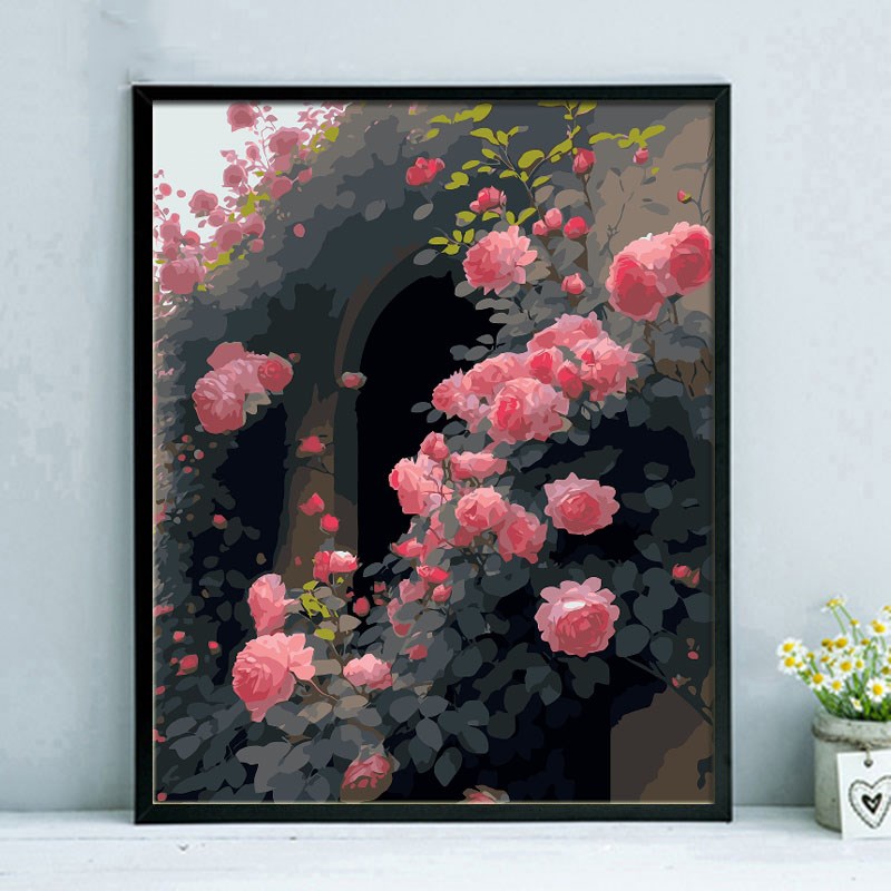 花卉diy数字油画简单手绘填充填色油彩画高级感丙烯装饰画 木槿花图片