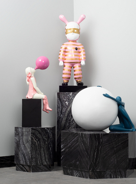 天然六角大理石雕塑摆台落地展示台酒店售楼处装饰品摆件 可定制