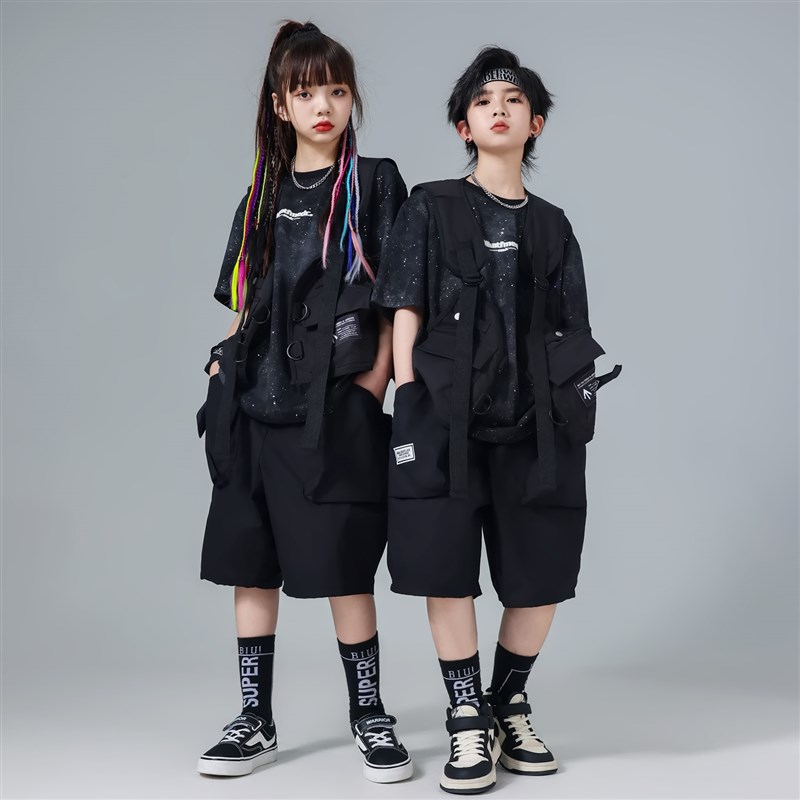 六一儿童演出服表演服装少儿街舞潮服酷帅套装男童女童爵士舞衣服