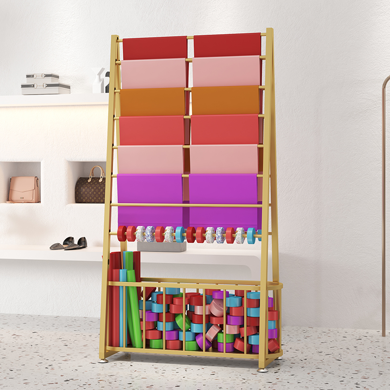 铁艺丝带架鲜花包装纸收纳层架花店围巾置物架缎带丝带整理落地货