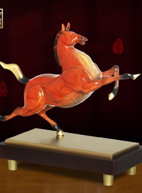 马到成功黄铜马摆件新中式高档客厅办公室领导装饰品公司开业礼物