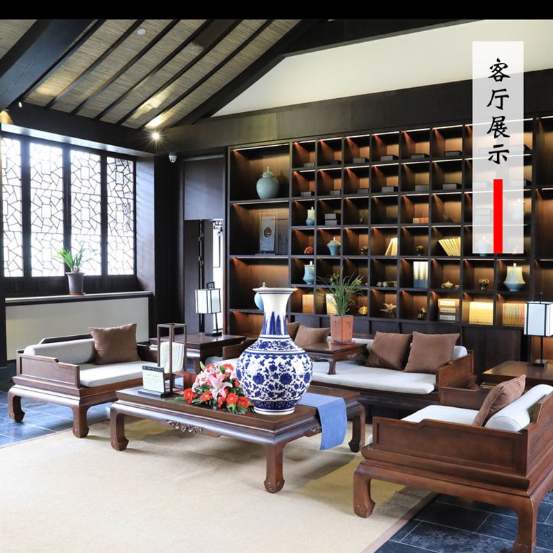 青花瓷冬瓜瓶景德镇陶瓷器花瓶摆件客厅插花中式玄关仿古小装饰品