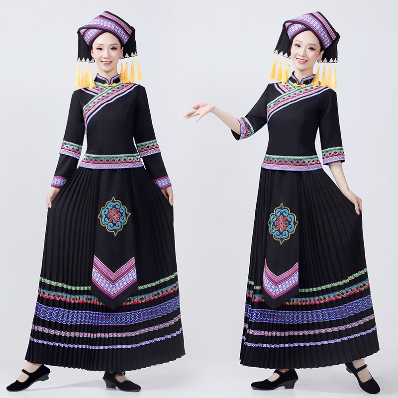 广西壮族三月三少数民族服装女成人舞蹈服苗族瑶族彝族侗族表演服