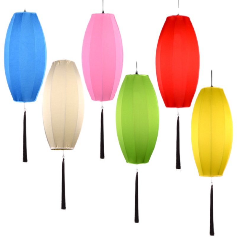 吊灯新中式手绘玄关过道灯笼餐厅酒楼手工布艺铁艺庭院茶楼橄榄灯