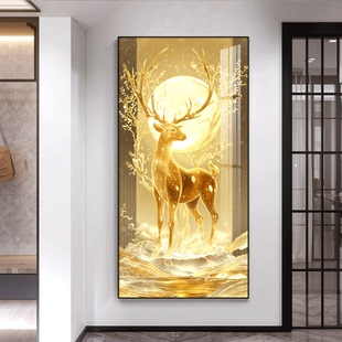 亿笔一画《金禄迎祥》现代简约入户玄关装饰画走廊过道尽头挂画