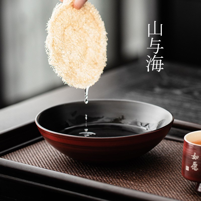 诧寂风山楂红粉引壶承家用蓄水小茶台手工陶瓷茶盘茶壶盖碗垫新品