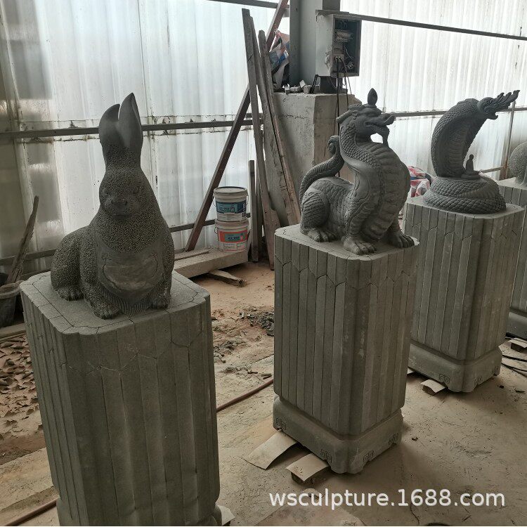 十二生肖石雕摆件青石鼠牛虎兔龙蛇马羊猴鸡狗猪石头动物十二属相