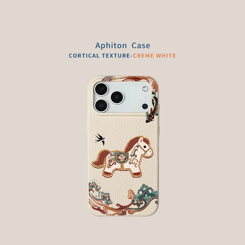 国风敦煌小马适用于苹果/华为/小米/vivo/oppo皮革纹手机壳iPhone17防摔13pro/12个性14promax保护小米17PRO