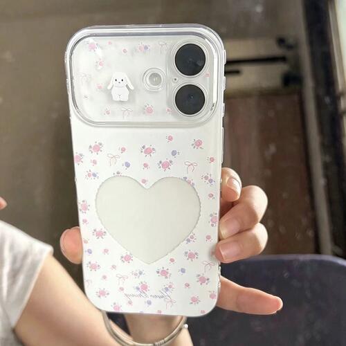爱心碎花小兔适用于苹果17Air/16promax手机壳iPhone15promax秒变侧边爱心iPhone12promax新款16Plus套防摔14